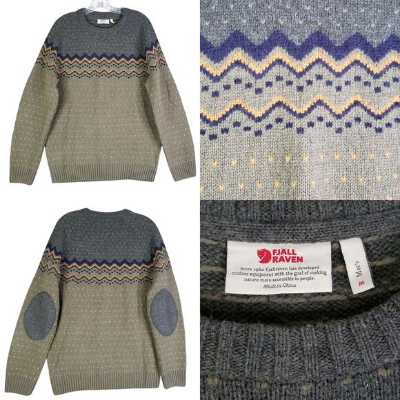 Fjallraven Ovik Knit Sweater Men's Size Medium M Dark Gray Green Long Sleeve - Picture 1 of 10